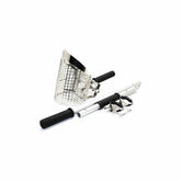 Nokta Premium Sand Scoop 3-in-1 set showing assembled scoop with adjustable handle and stainless steel construction