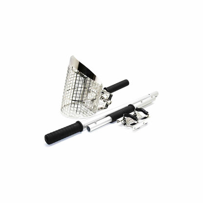Nokta Premium Sand Scoop 3-in-1 set with stainless steel basket, adjustable rod sections, and breakdown handle for beach metal detecting