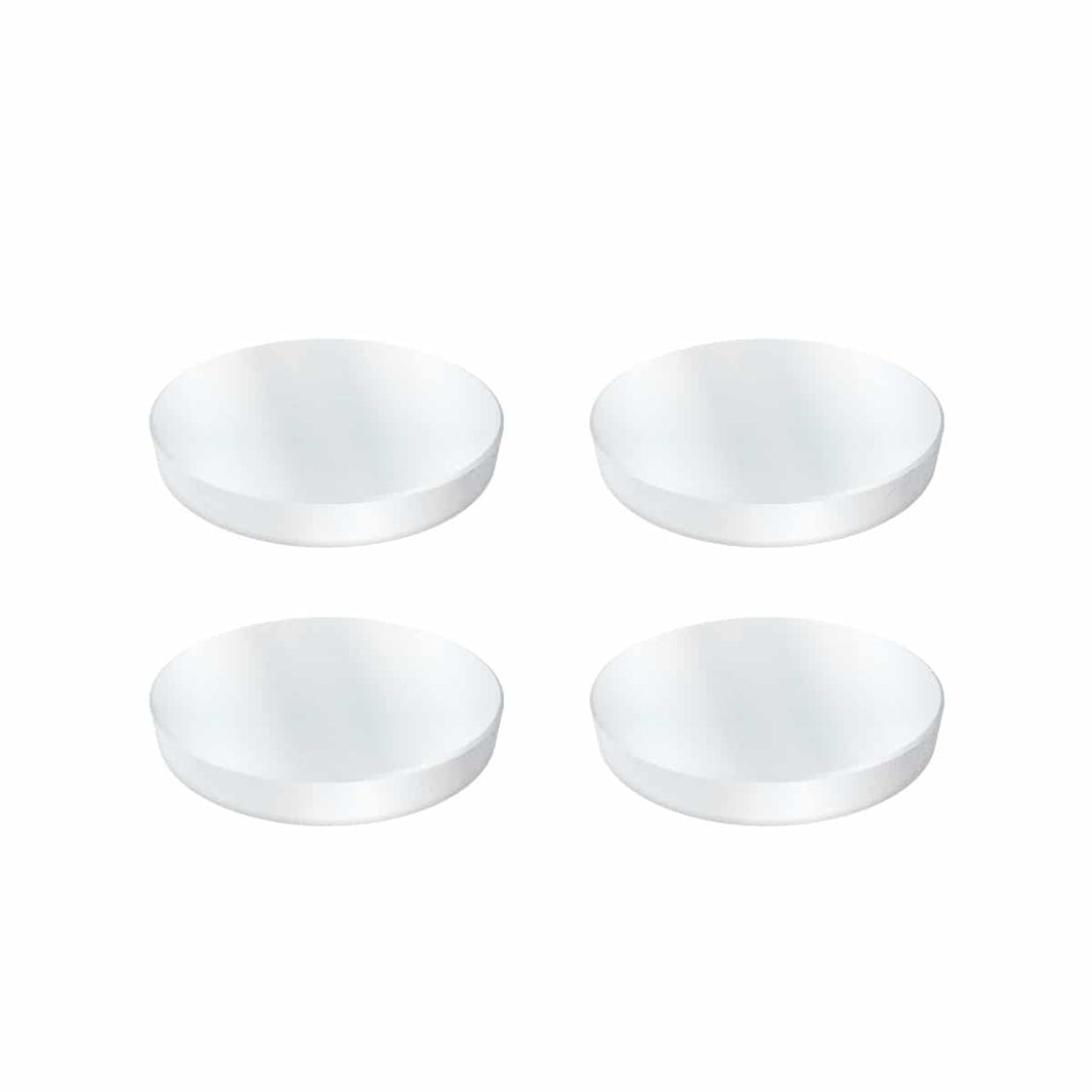 Set of four TerraX neodymium rare earth magnets showing round disc shape and 3/8 inch diameter