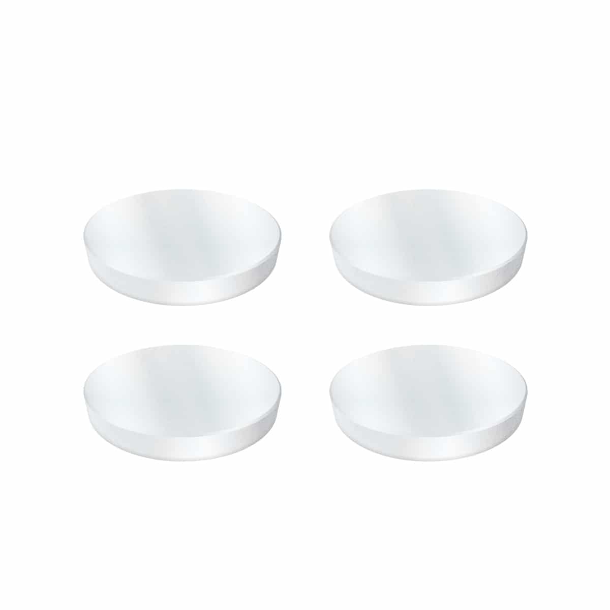 Set of four TerraX neodymium rare earth magnets showing round disc shape and 3/8 inch diameter