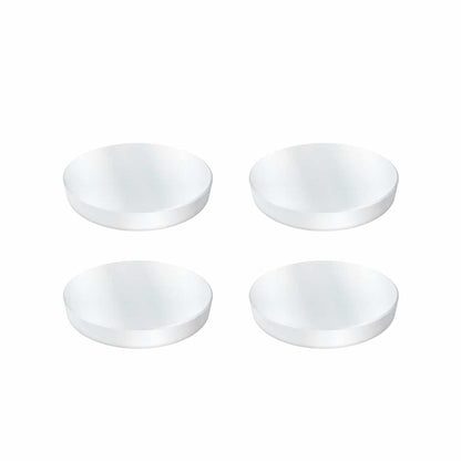 Set of four TerraX neodymium rare earth magnets showing round disc shape and 3/8 inch diameter