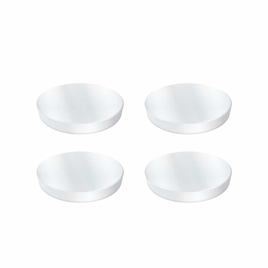 Set of four TerraX neodymium rare earth magnets showing round disc shape and 3/8 inch diameter