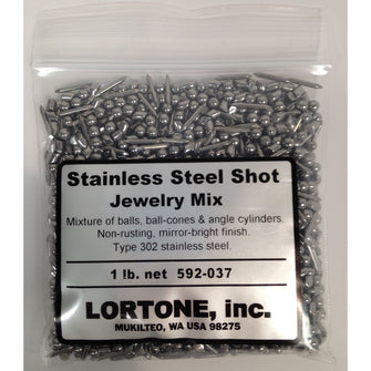Lortone Stainless Steel Ball & Pin Shot Mix 1 lb for Tumbling Jewelry