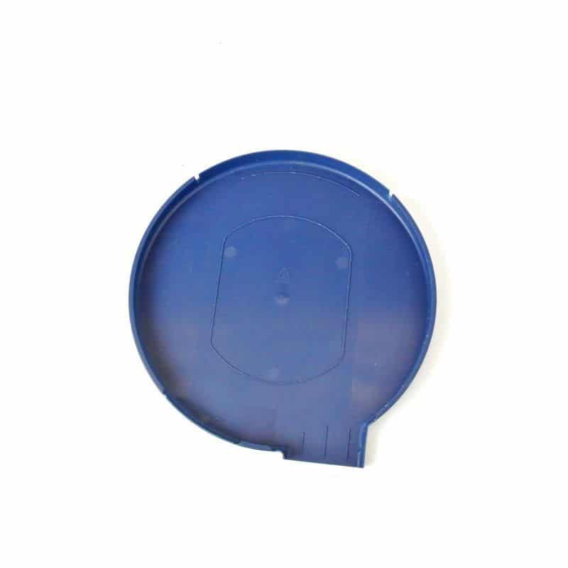 Minelab 8 inch blue coil cover for SDC 2300 metal detector shown from front angle