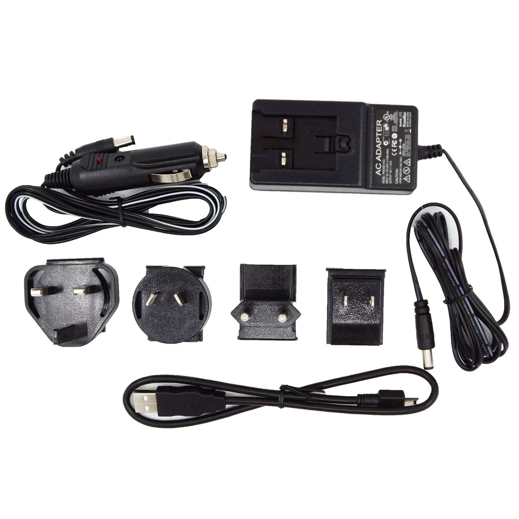 Minelab WM-10 wireless module charger kit with universal plug pack, car charger, and USB cable