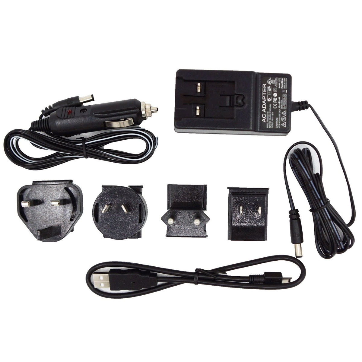 Minelab WM-10 wireless module charger kit with universal plug pack, car charger, and USB cable
