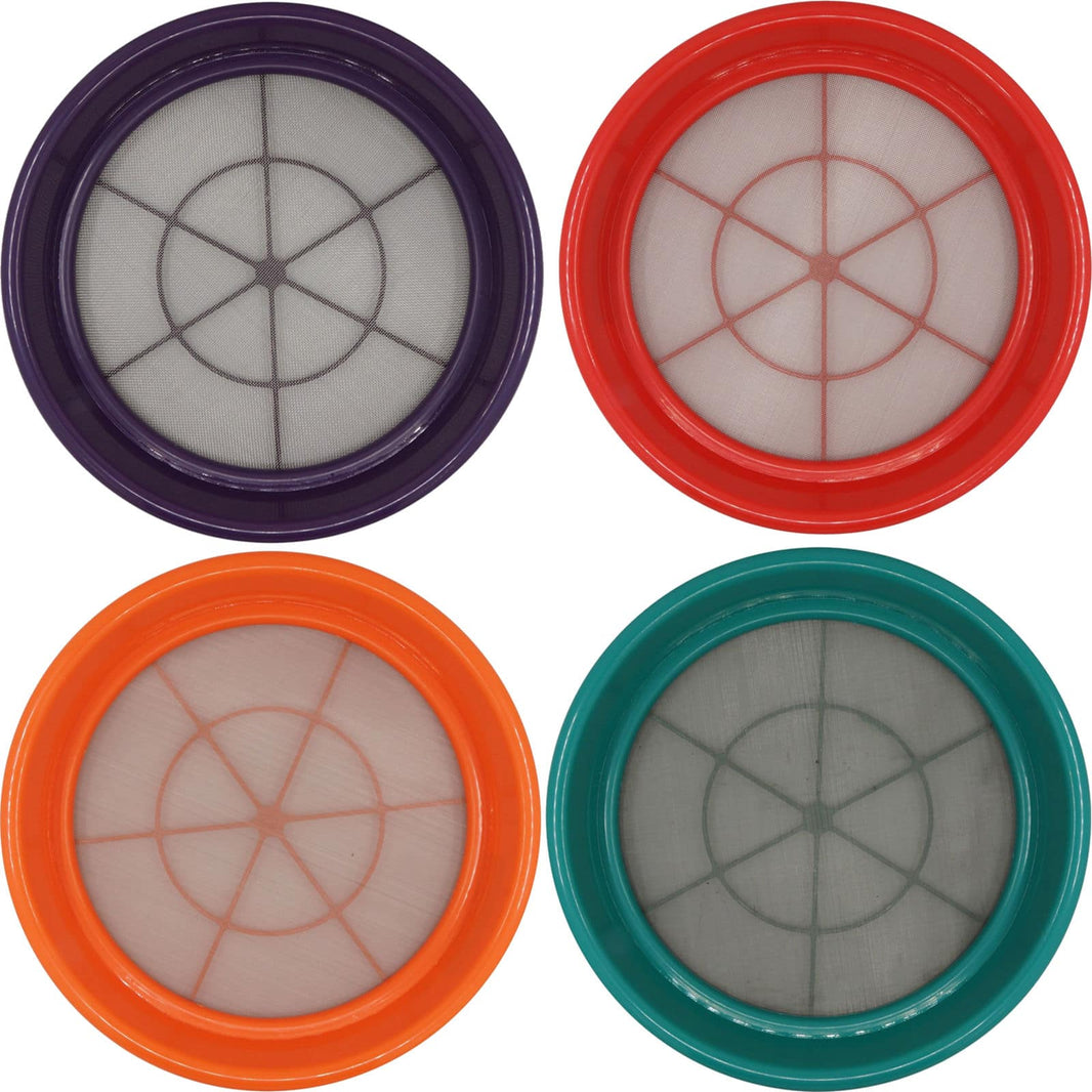 Blue Bowl gold classifier 4-screen set with color-coded stainless steel mesh sifters