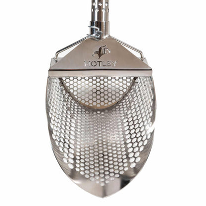 The Motley Beach Scoop is shown in silver for beach metal detecting.