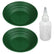 Lot of 2 10" Green Plastic Gold Pans Panning & Snifter Bottle for Prospecting