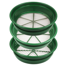 3 pc Green Plastic Gold Sifting Pan Classifier Stackable Mesh Size 1/2 1/4 1/12