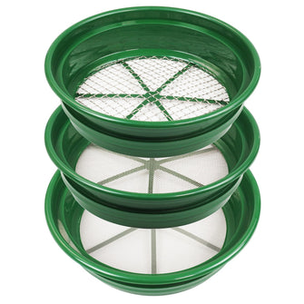 3 pc Green Plastic Gold Sifting Pan Classifier Stackable Mesh Size