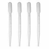 Four graduated plastic droppers with measurement markings for gold prospecting