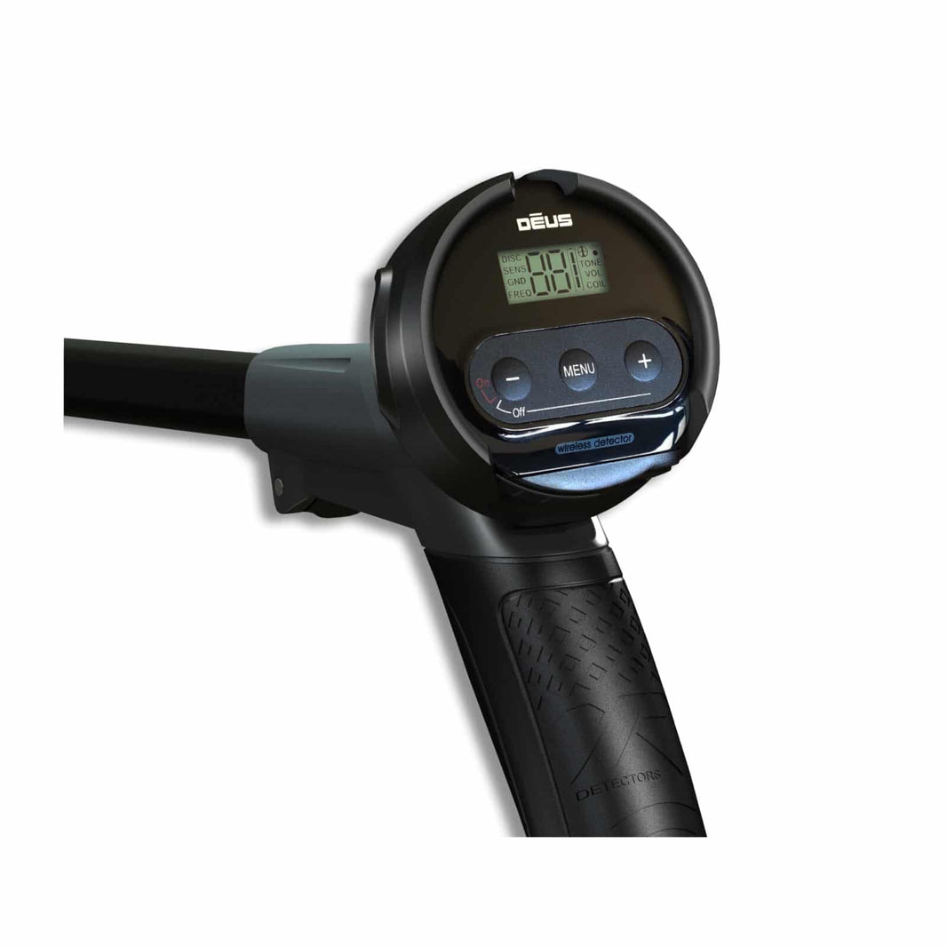 XP Deus WS4/WS6 stem mount bracket for hands-free display operation on XP Deus metal detector