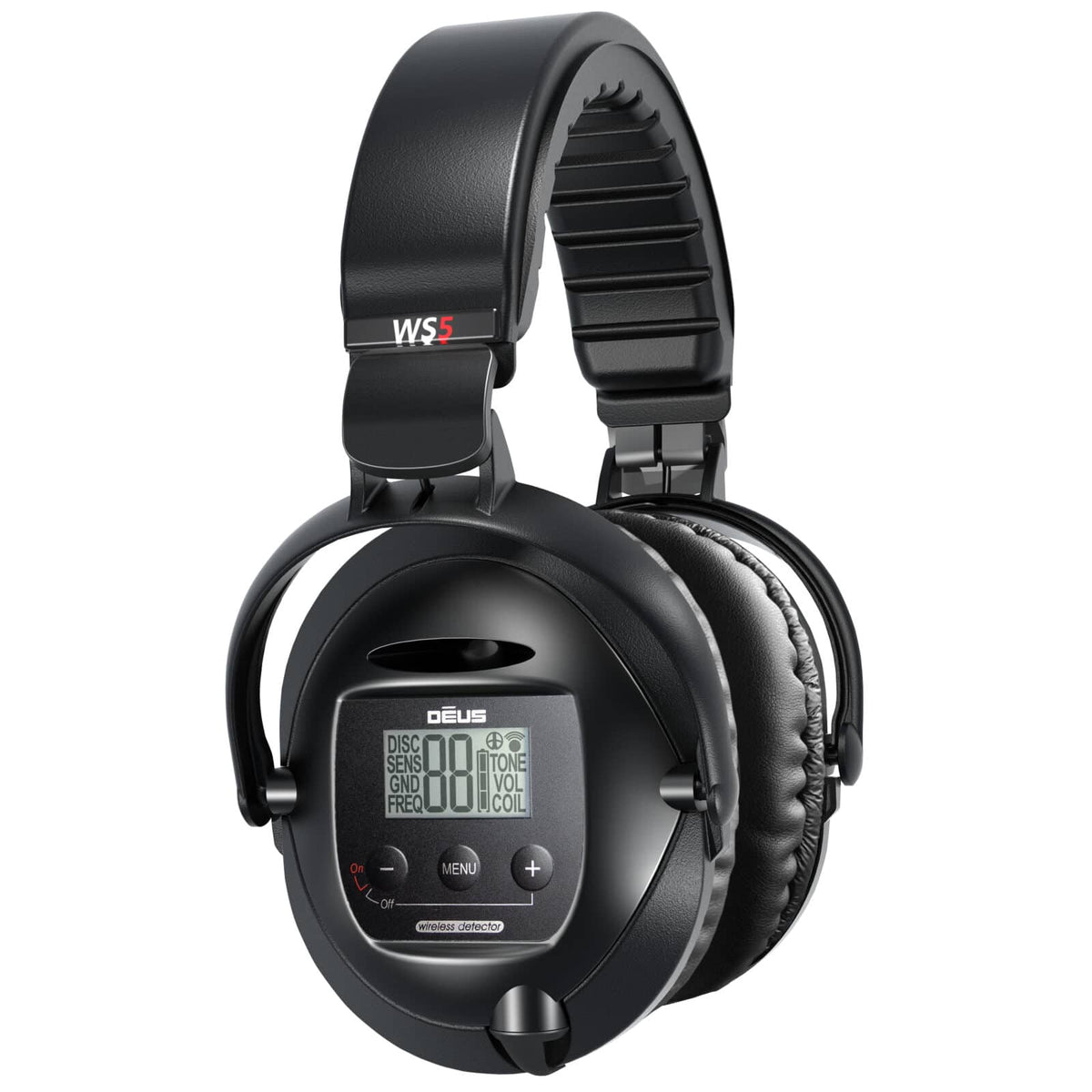 XP Deus WS5 full-sized wireless headphones with LCD display and foldable weatherproof design