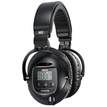 XP Deus WS5 full-sized wireless headphones with LCD display and foldable weatherproof design
