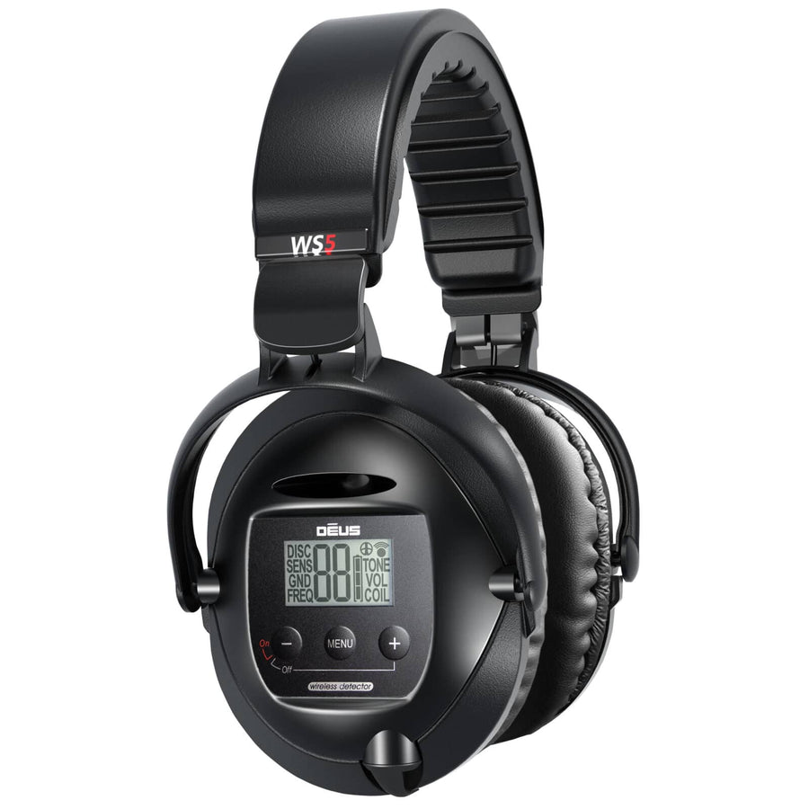 XP Deus WS5 full-sized wireless headphones with LCD display and foldable weatherproof design