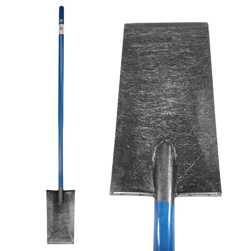 Lesche King of Spades long handle shovel with 13-inch steel blade and blue finish