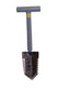 Lesche Sampson 18 inch T-handle shovel standing upright with double serrated blade